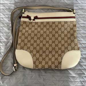 Gucci Logo Canvas Bow Crossbody